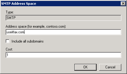 Add useitfax.com as SMTP domain.