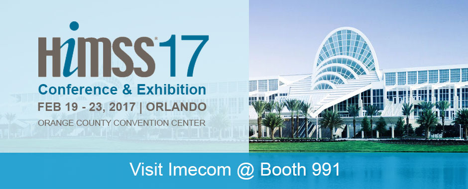 Imecom secure fax solutions for healthcare on display at HIMSS 17 in Orlando - Booth 991.